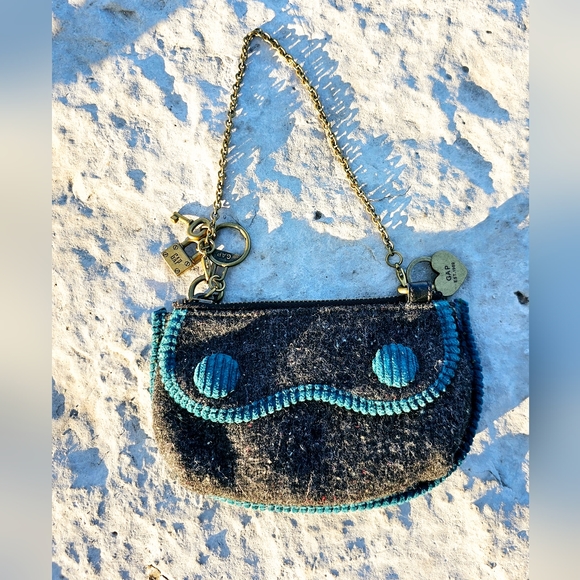 GAP small y2k vintage gray wool shoulder chain purse with gap hardware - Picture 1 of 9